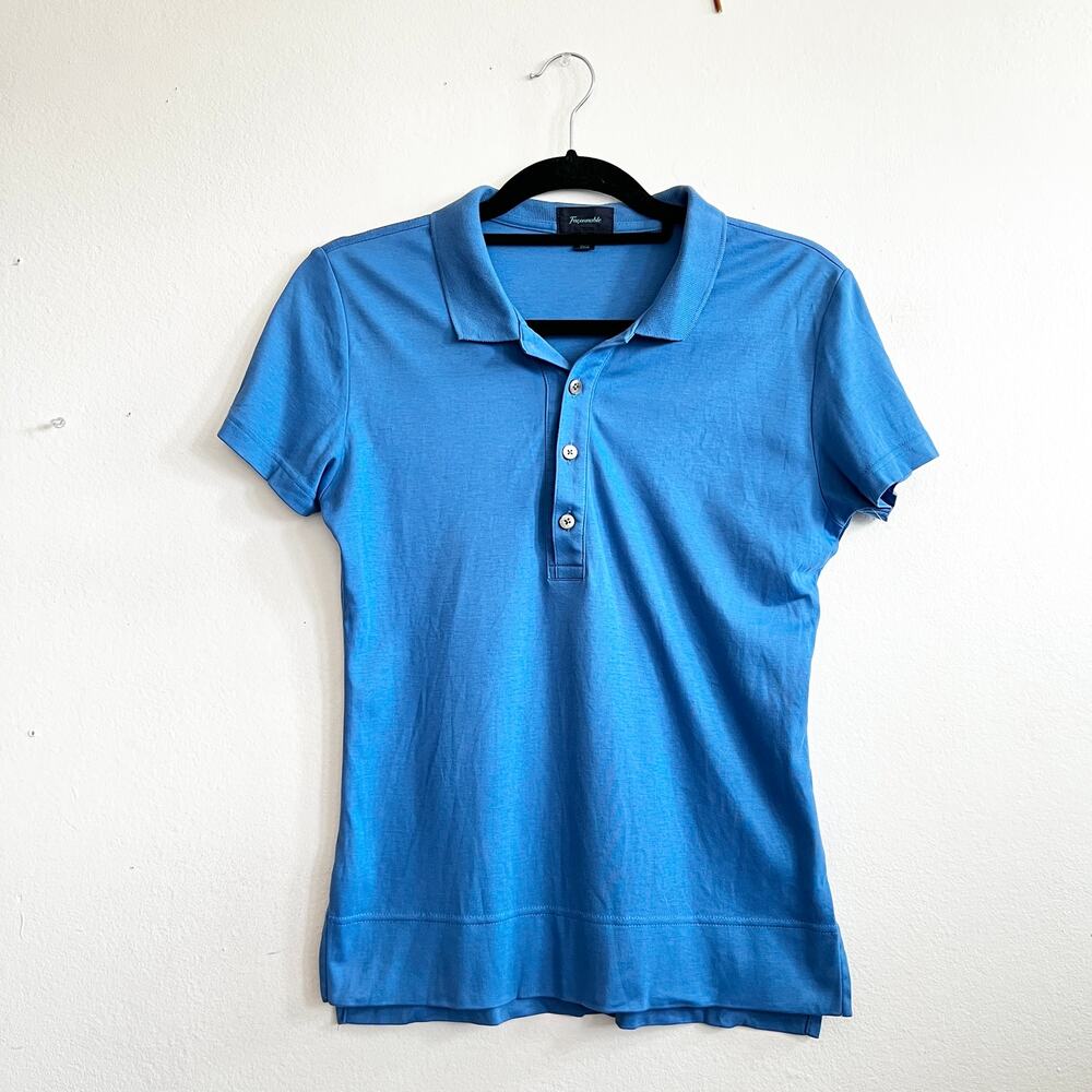 Faconnable Blue Polo Women’s Top Classic Preppy Casual‎ Minimalist Medium